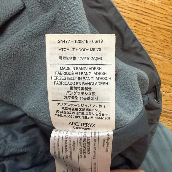 Arc'teryx Atom LT Hoody Size Medium Light Blue Color - Picture 3 of 3